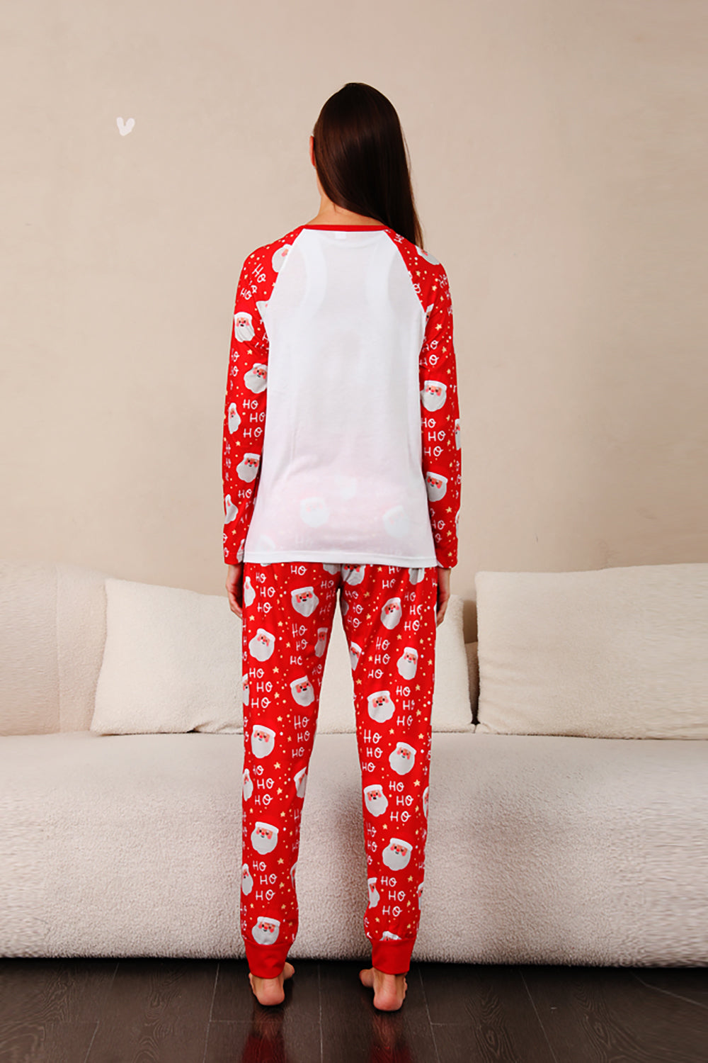 Pijama navideño familiar con estampado de ciervo rojo