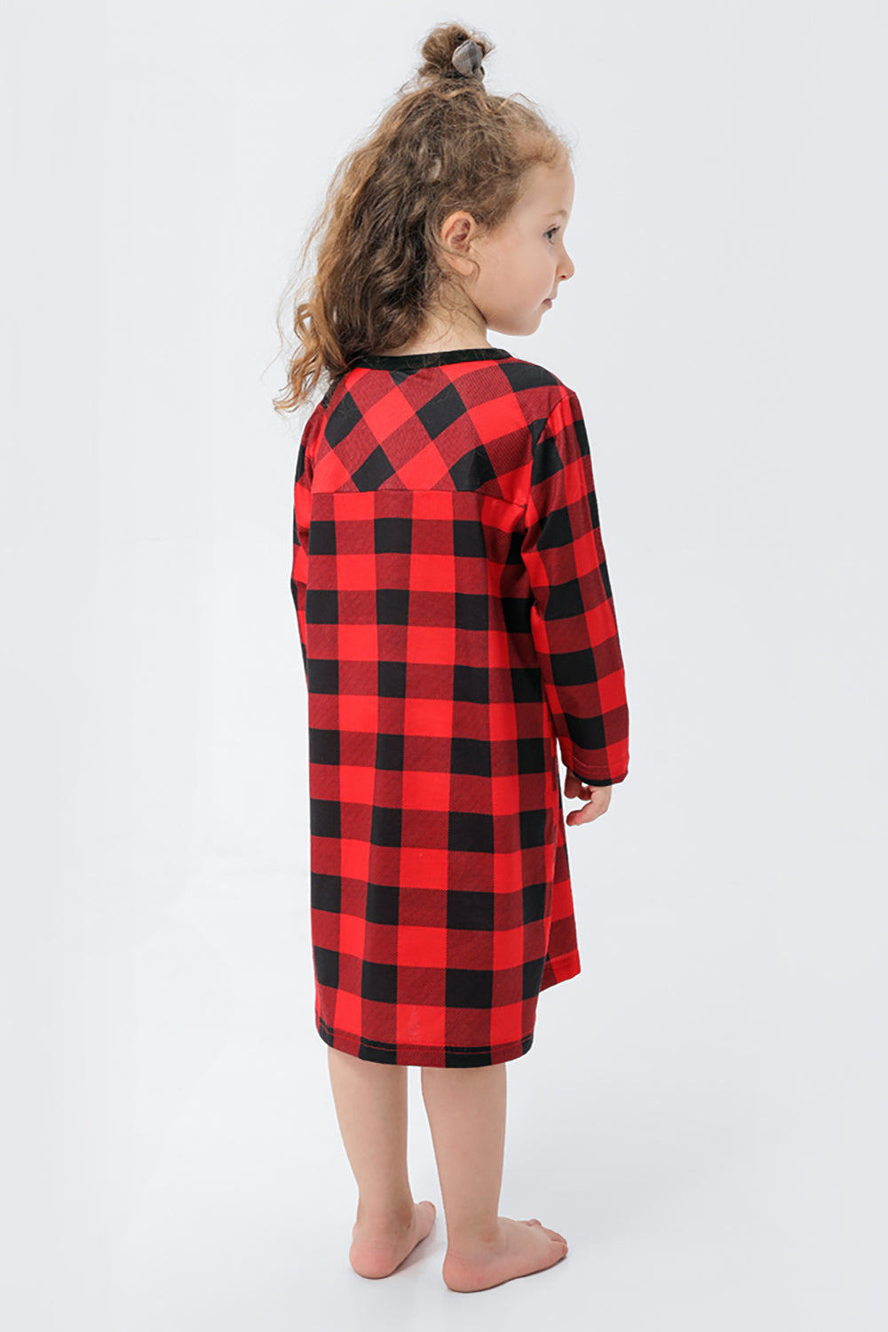 Juego de pijama de 2 piezas a juego de la familia de la familia a cuadros rojos