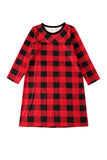 Juego de pijama de 2 piezas a juego de la familia de la familia a cuadros rojos