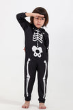 Family Cozy Skeleton Black Print Sudadera con capucha con cremallera