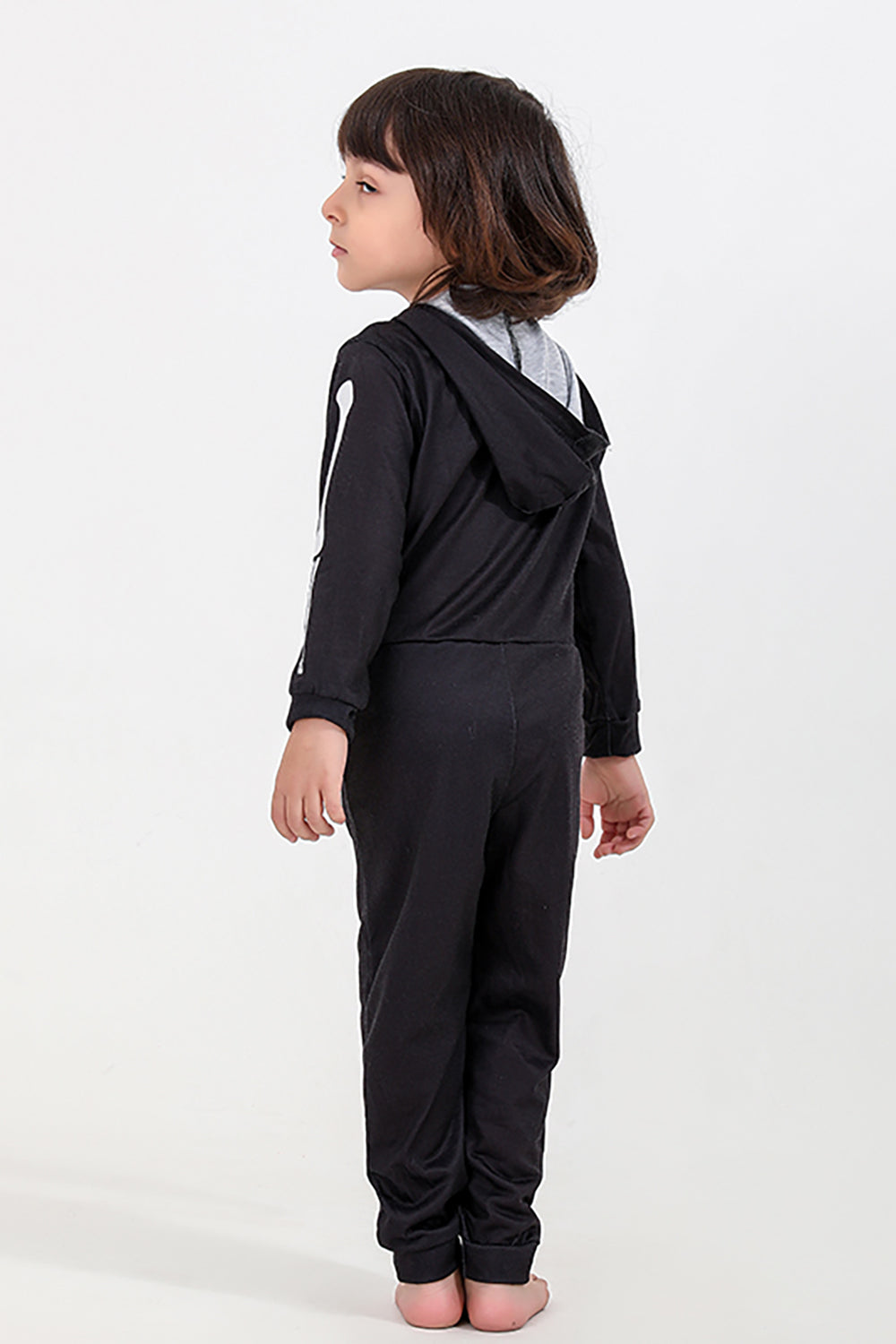 Family Cozy Skeleton Black Print Sudadera con capucha con cremallera