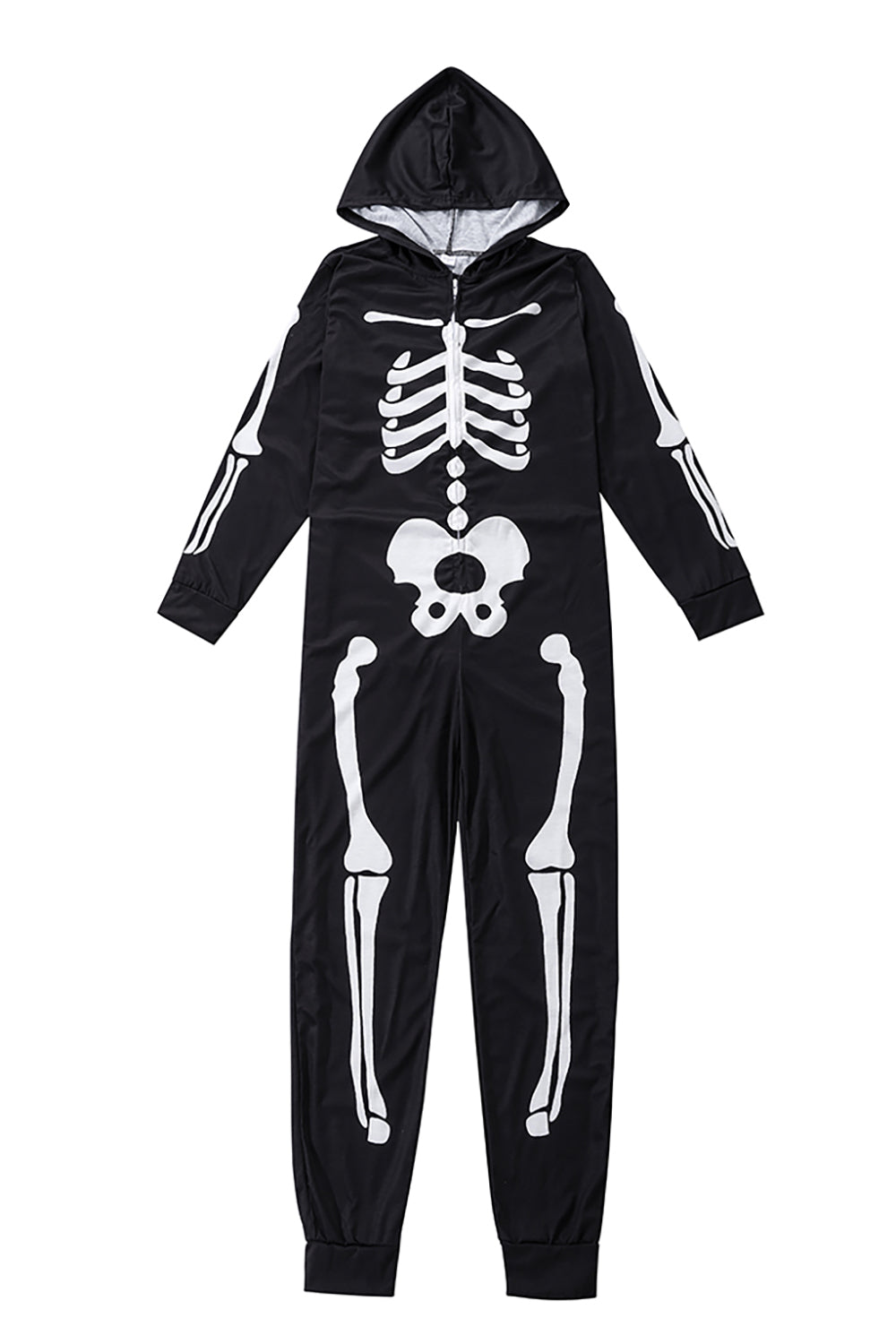 Family Cozy Skeleton Black Print Sudadera con capucha con cremallera