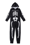 Family Cozy Skeleton Black Print Sudadera con capucha con cremallera