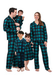 Juego de pijama de 2 piezas a juego de la familia a cuadros navideños verde oscuro