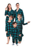 Juego de pijama de 2 piezas a juego de la familia a cuadros navideños verde oscuro