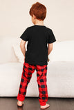 Conjunto de pijama a juego de la familia de la familia a cuadros rojos con mangas cortas