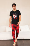 Conjunto de pijama a juego de la familia de la familia a cuadros rojos con mangas cortas