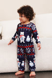 Conjunto de pijama familiar navideño con estampado azul marino
