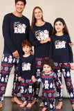 Conjunto de pijama familiar navideño con estampado azul marino