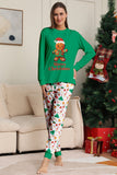 Pijama A Juego De La Familia De Navidad Verde Conjunto De Pijama Con Estampado De Papá Noel