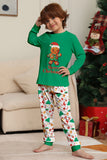 Pijama A Juego De La Familia De Navidad Verde Conjunto De Pijama Con Estampado De Papá Noel