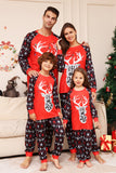 Pijama a juego de la familia navideña Conjunto de pijamas estampados de ciervo rojo negro