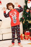 Pijama a juego de la familia navideña Conjunto de pijamas estampados de ciervo rojo negro