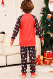 Pijama a juego de la familia navideña Conjunto de pijamas estampados de ciervo rojo negro