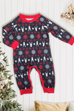 Pijama a juego de la familia navideña Conjunto de pijamas estampados de ciervo rojo negro