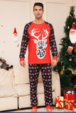 Pijama a juego de la familia navideña Conjunto de pijamas estampados de ciervo rojo negro