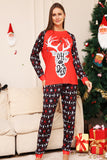 Pijama a juego de la familia navideña Conjunto de pijamas estampados de ciervo rojo negro
