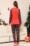 Pijama a juego de la familia navideña Conjunto de pijamas estampados de ciervo rojo negro