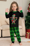 Conjunto de pijamas con estampado de dinosaurio amante del vino de la familia navideña