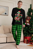 Conjunto de pijamas con estampado de dinosaurio amante del vino de la familia navideña