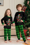 Conjunto de pijamas con estampado de dinosaurio amante del vino de la familia navideña
