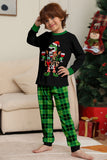 Conjunto de pijamas con estampado de dinosaurio amante del vino de la familia navideña