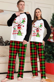 Conjunto de pijamas a cuadros con estampado de ciervo negro blanco de la familia de Navidad