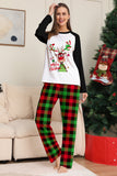 Conjunto de pijamas a cuadros con estampado de ciervo negro blanco de la familia de Navidad