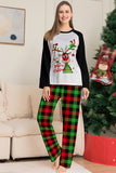 Conjunto de pijamas a cuadros con estampado de ciervo negro blanco de la familia de Navidad