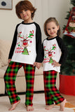 Conjunto de pijamas a cuadros con estampado de ciervo negro blanco de la familia de Navidad