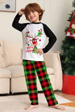 Conjunto de pijamas a cuadros con estampado de ciervo negro blanco de la familia de Navidad