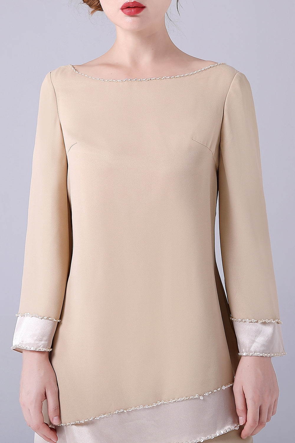 Champagne Mangas Largas 2 Piezas Madre de la Novia Trajes Pantalón