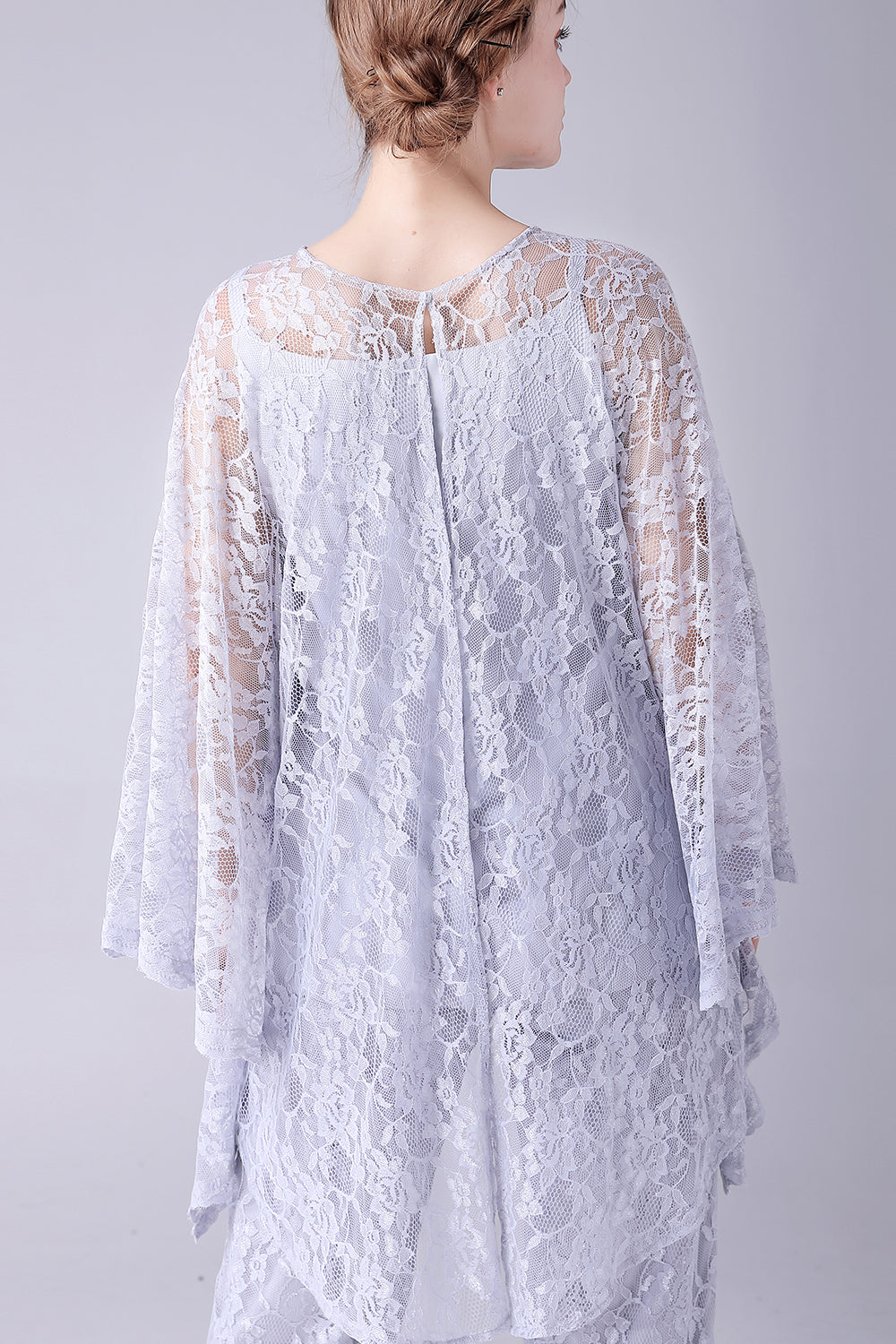 Plata 3 Piezas Mangas Largas Madre de la Novia Trajes Pantalón