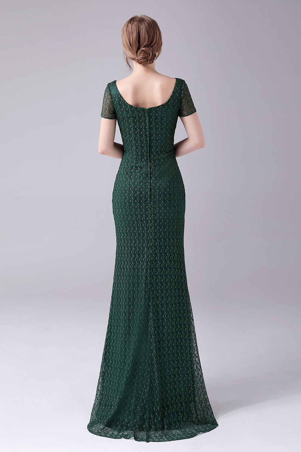 Vestido De Sirena Verde Oscuro Cuello Cuadrado Hasta El Suelo De La Madre De La Novia