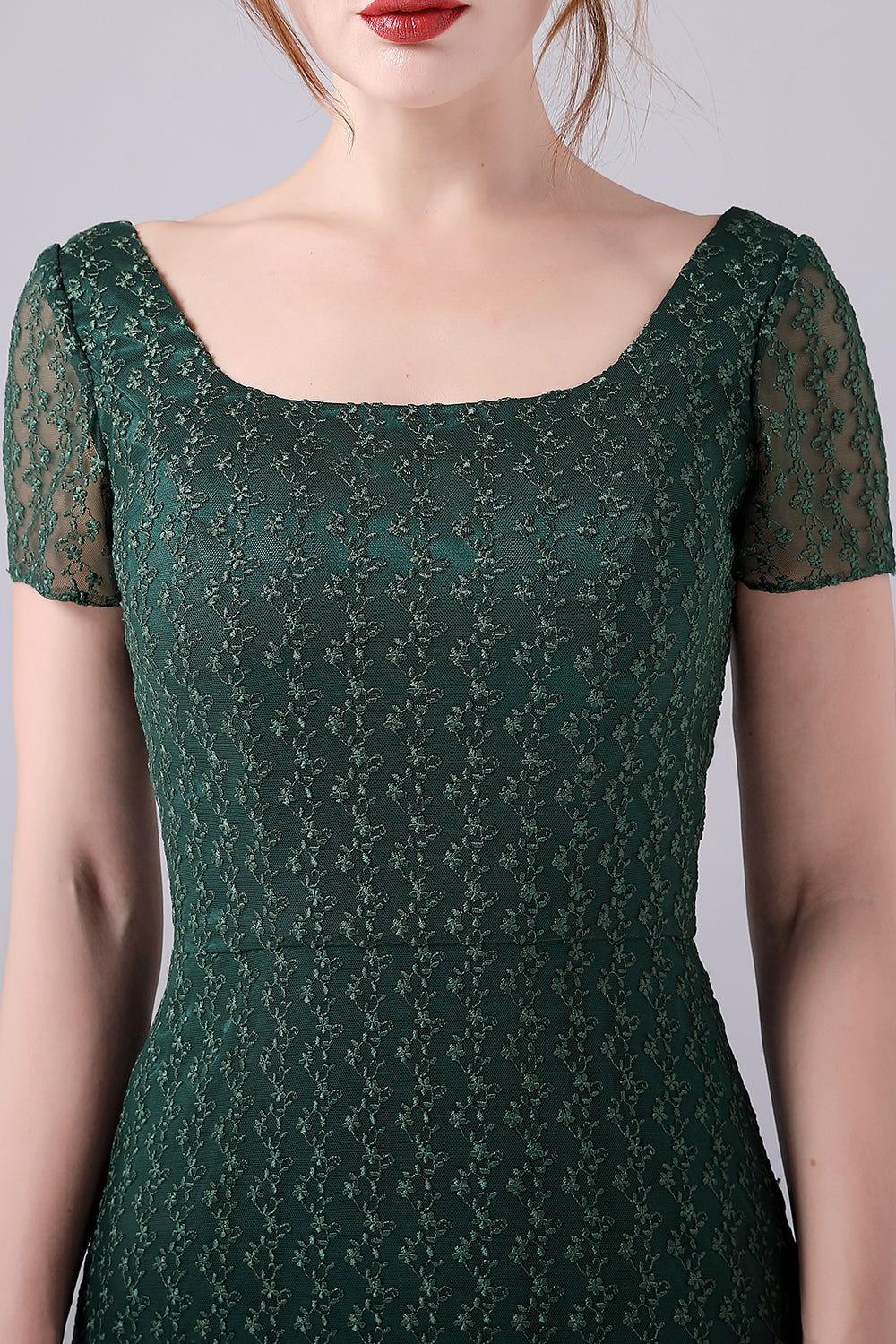 Vestido De Sirena Verde Oscuro Cuello Cuadrado Hasta El Suelo De La Madre De La Novia