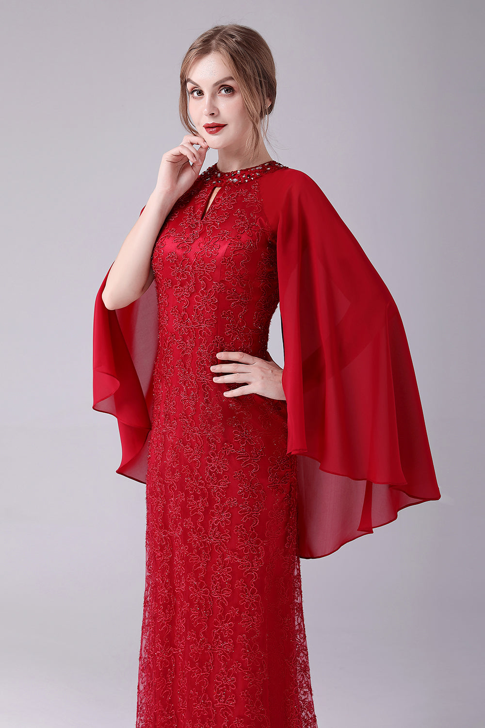 Vestido de la madre de la novia de la madre de la novia de línea A burdeos con apliques