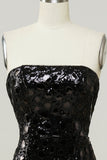 Vestido de lentejuelas negro sin tirantes sirena