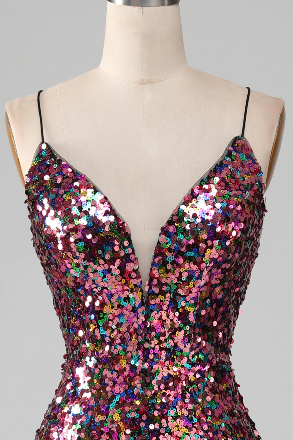 Vestido de fiesta brillante de sirena púrpura con abertura