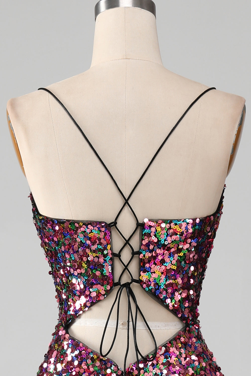 Vestido de fiesta brillante de sirena púrpura con abertura