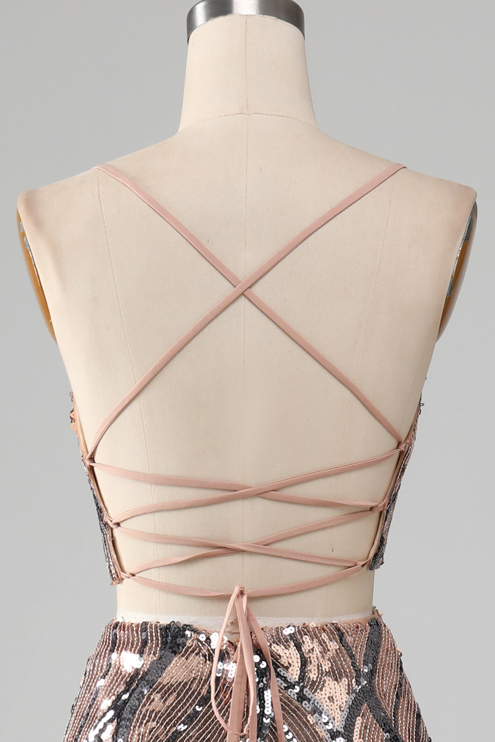 Vestido de fiesta de dos piezas brillante con flecos