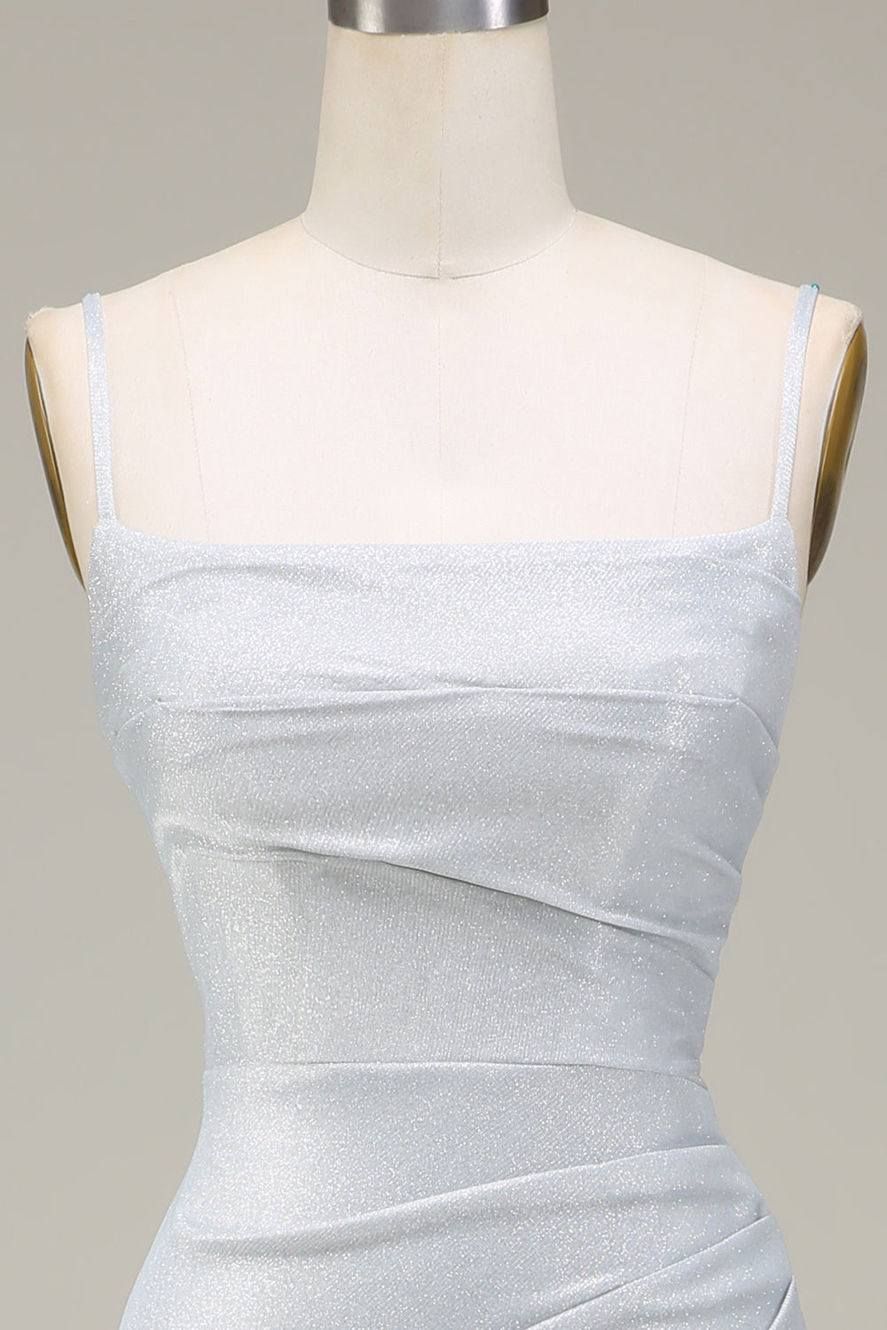 Vestido de fiesta gris Mermiad Sparkly con plisado