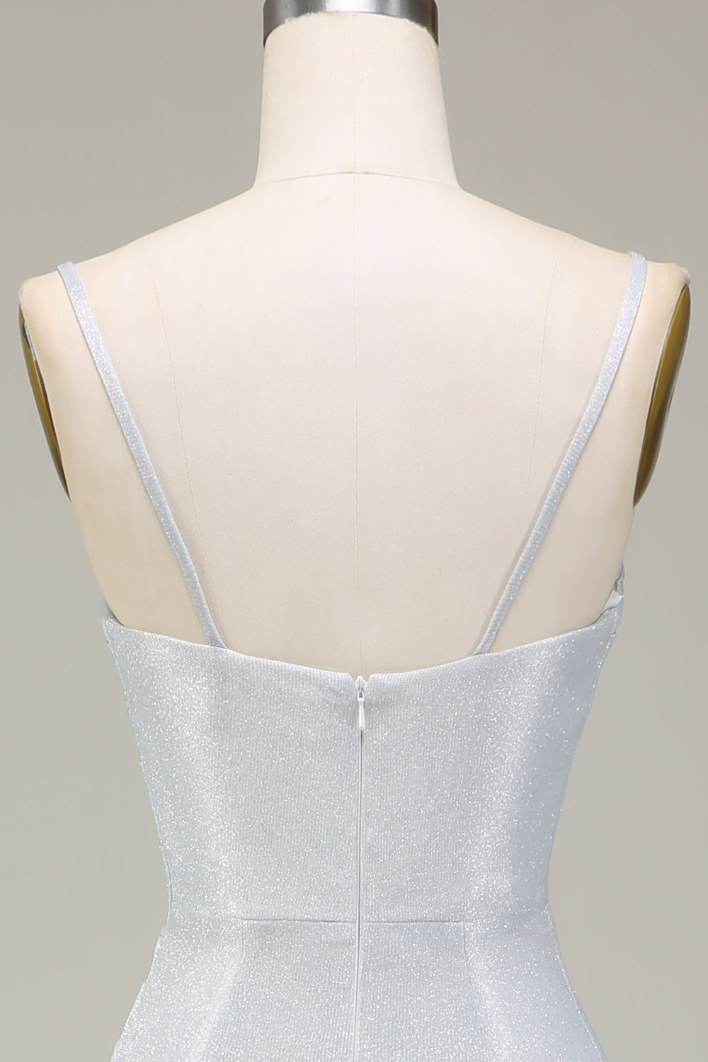 Vestido de fiesta gris Mermiad Sparkly con plisado