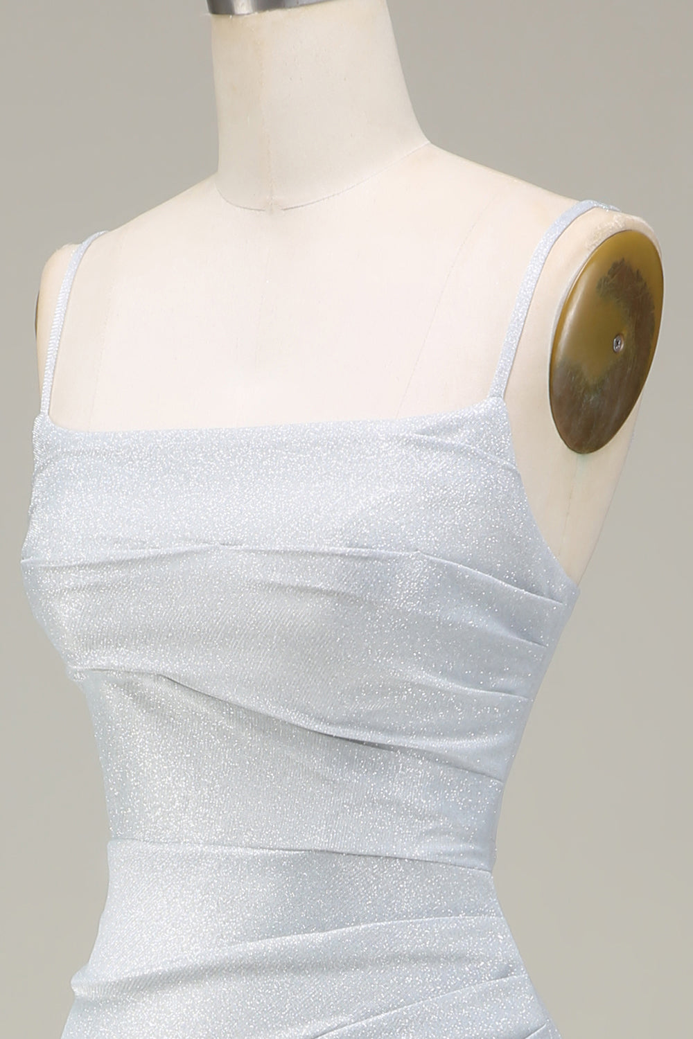 Vestido de fiesta gris Mermiad Sparkly con plisado