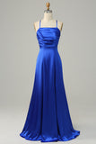 Azul Real Halter A Línea Vestido de Dama de Honor