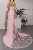 Vestido de dama de honor de sirena rosa