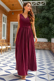 Vestido de dama de honor largo- borgoña