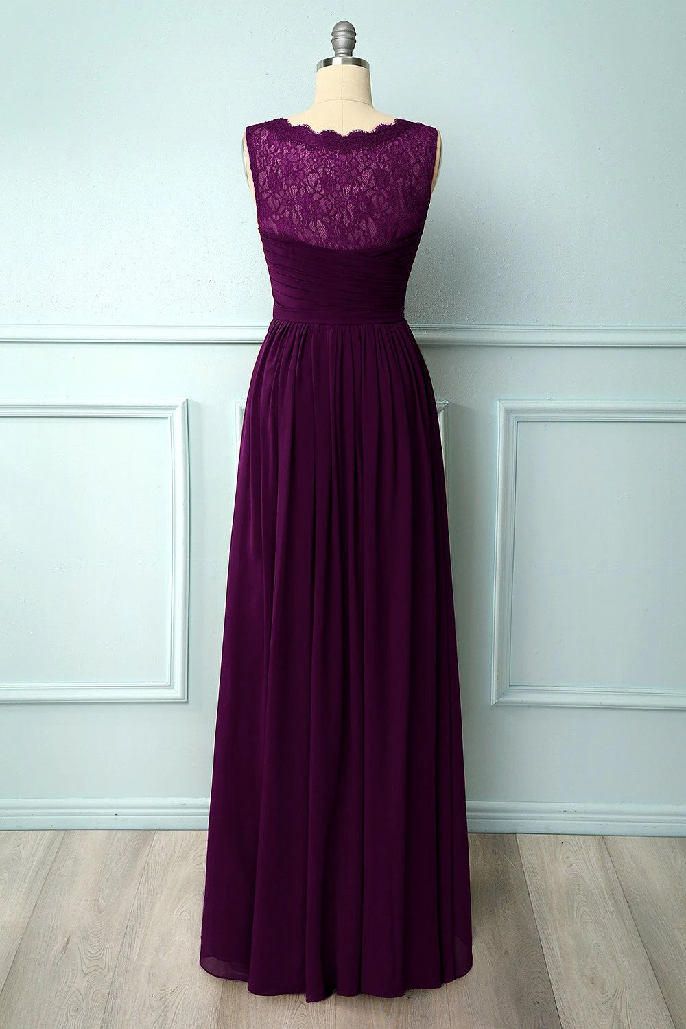 Vestido de dama de honor largo- borgoña