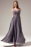 Vestido de dama de honor largo- borgoña