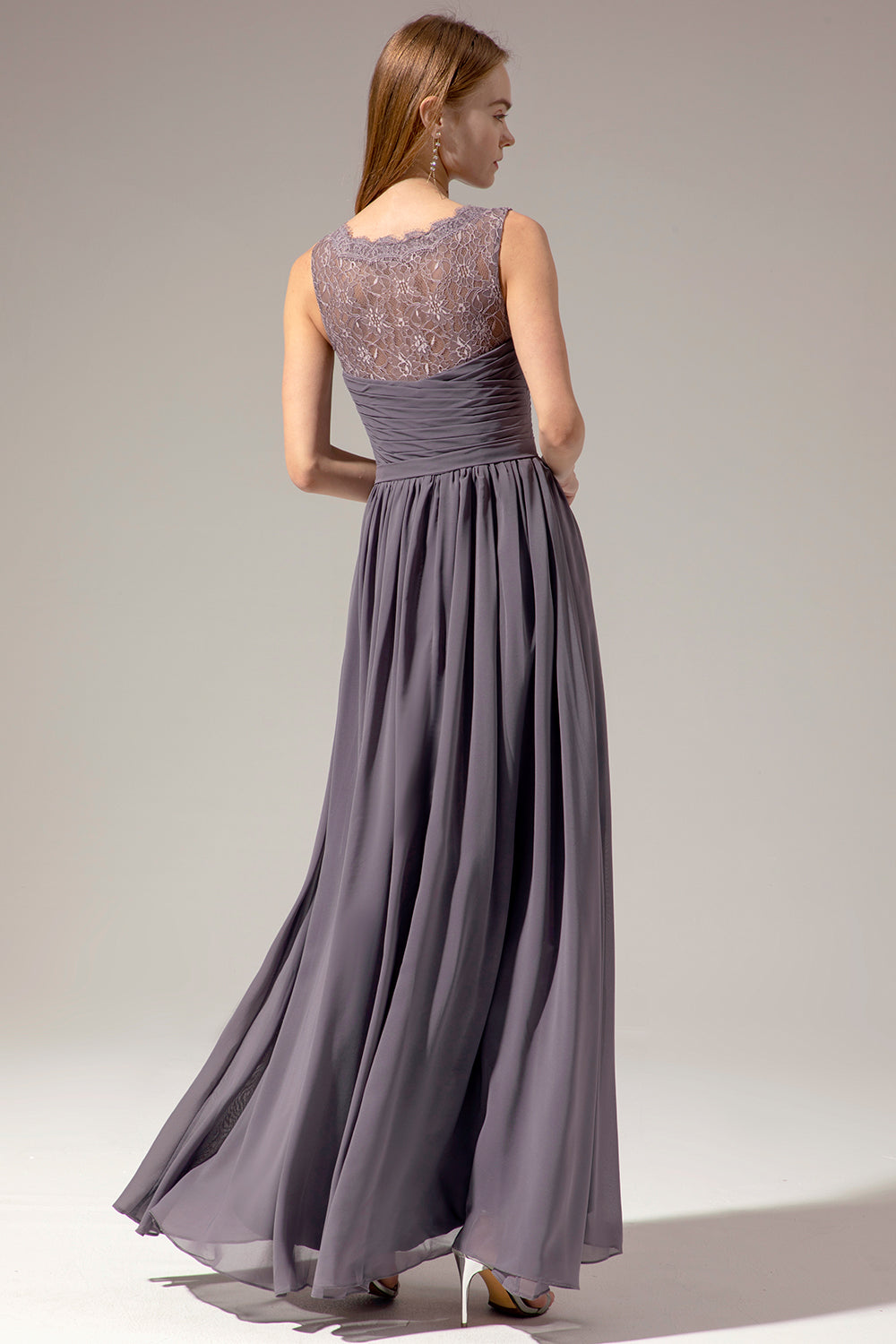 Vestido de dama de honor largo- borgoña