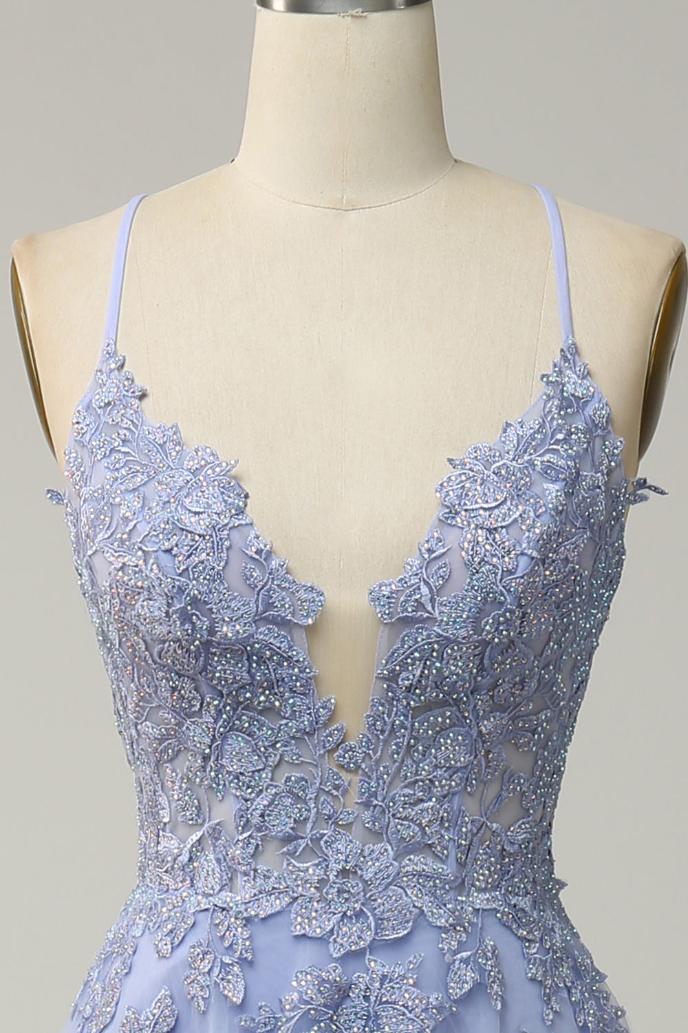 Tirantes de Espagueti A Línea Púrpura Vestido de Fiesta